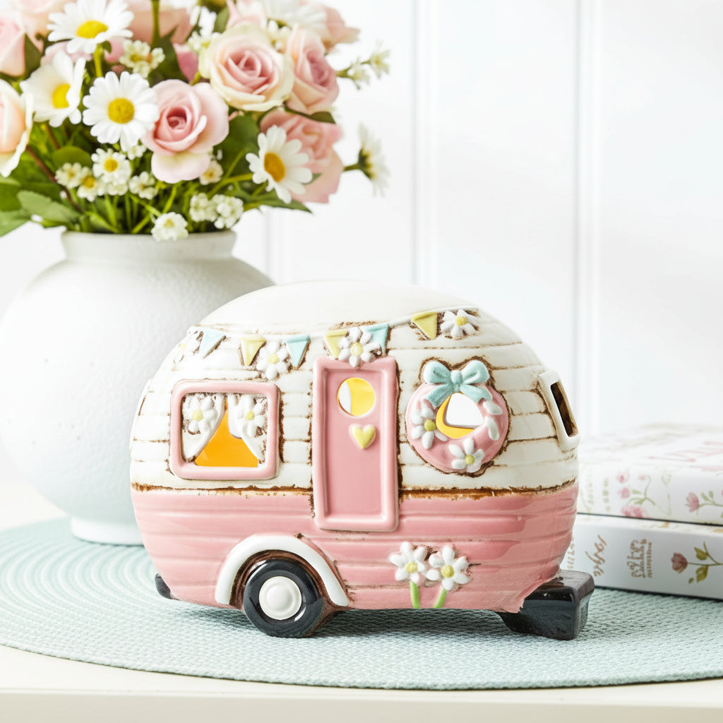 Village Pottery Pink Caravan Tealight Holder