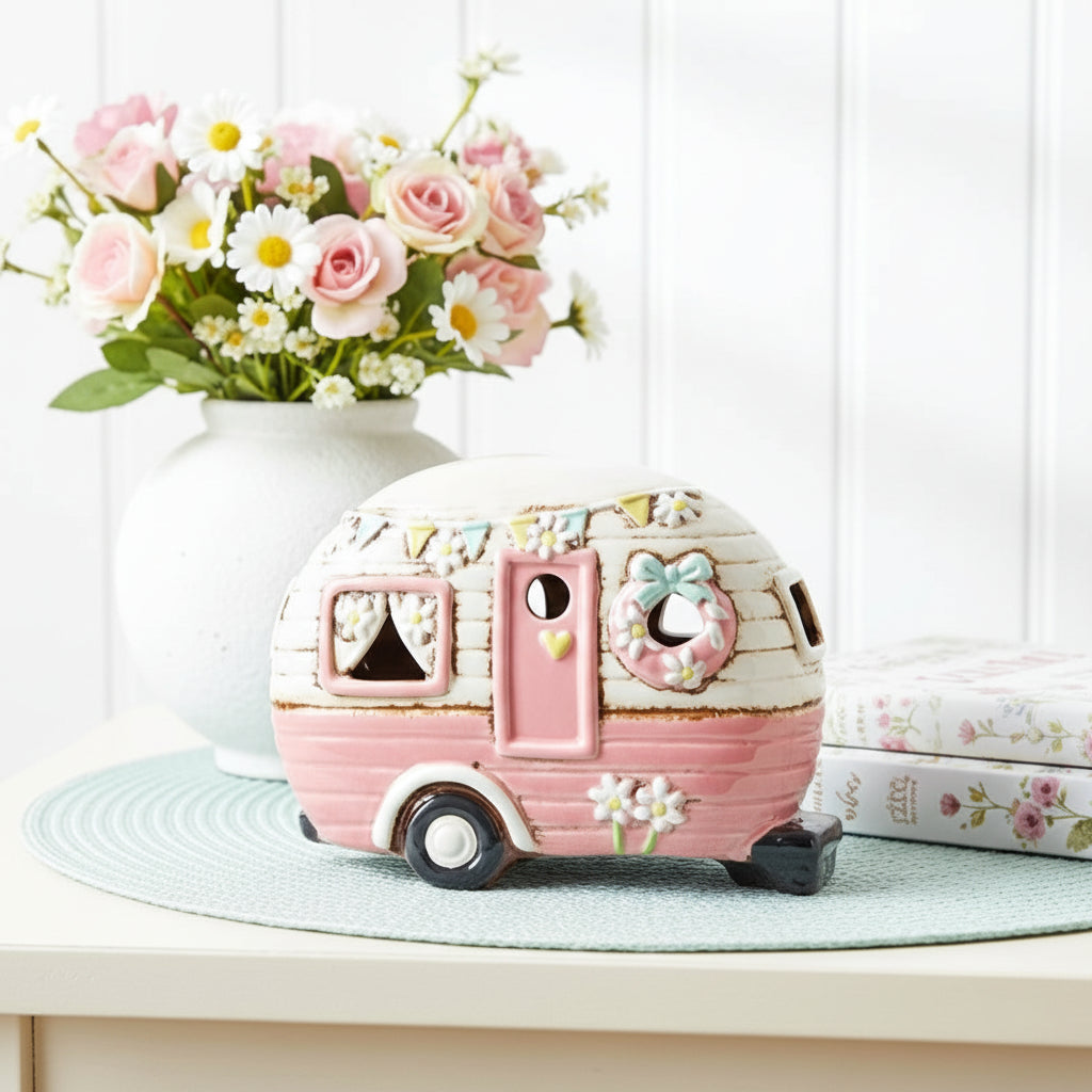Village Pottery Pink Caravan Tealight Holder