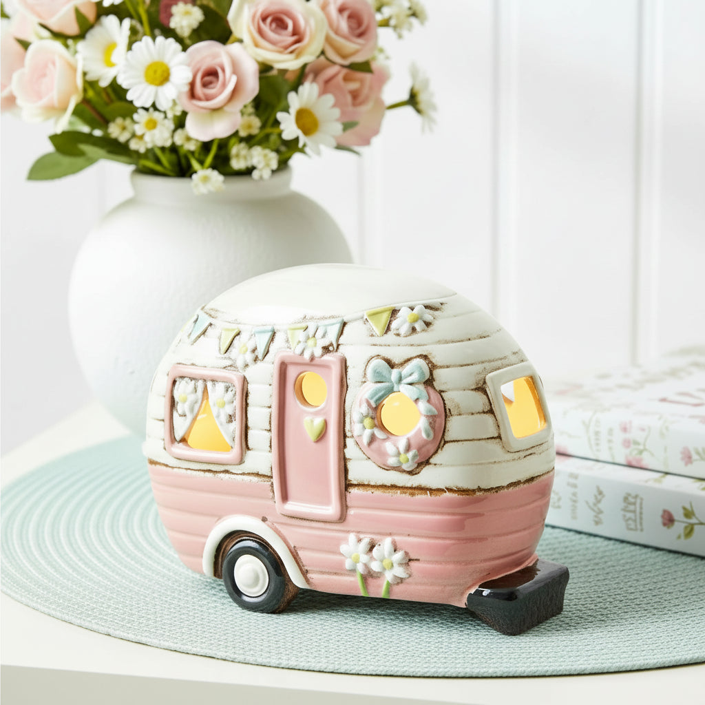 Village Pottery Pink Caravan Tealight Holder