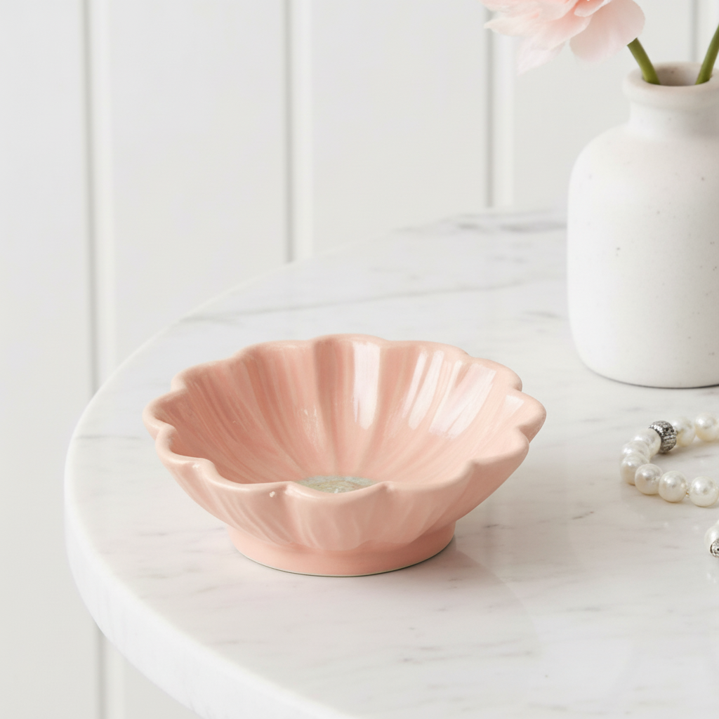 Pink Flower Trinket Dish