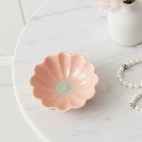 Pink Flower Trinket Dish