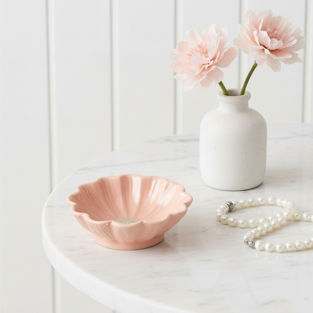 Pink Flower Trinket Dish