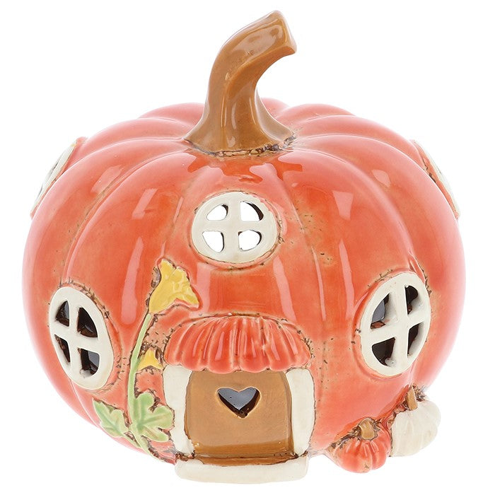 Village Pottery Orange Pumpkin Tealight House