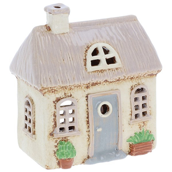 Village Pottery Cream Thatch Roof Ceramic Tealight House