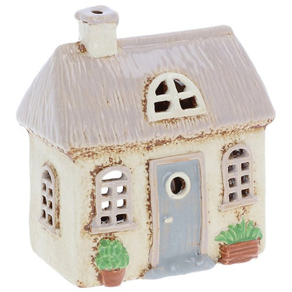 Village Pottery Cream Thatch Roof Ceramic Tealight House