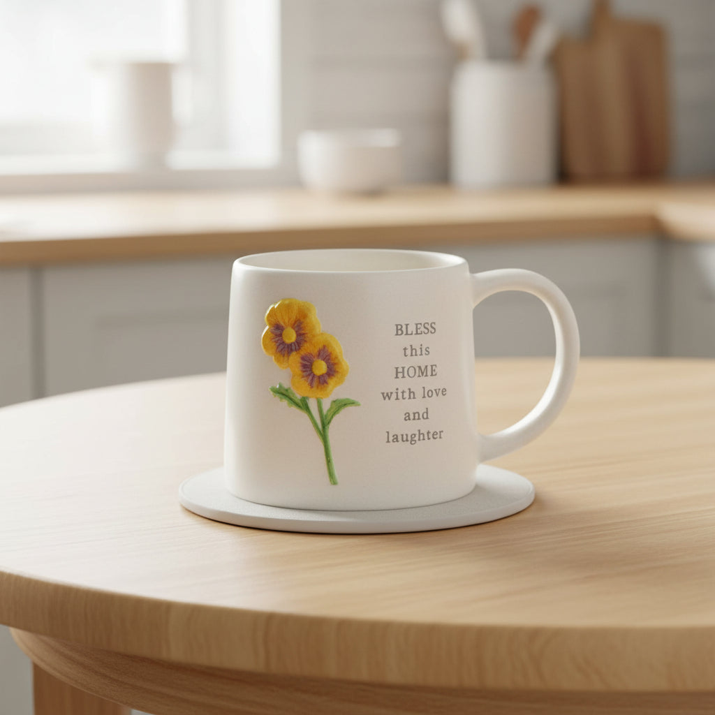 Bless This Home Floral Mug
