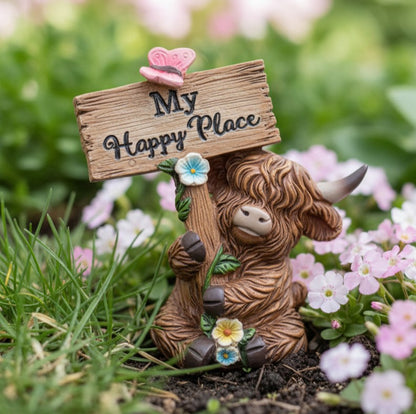 Small Highland Cow with Sign
