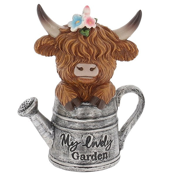 Small Highland Cow in Watering Can