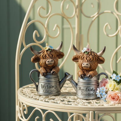 Small Highland Cow in Watering Can