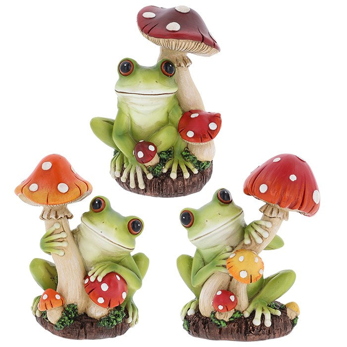 Frog with Mushroom Ornament