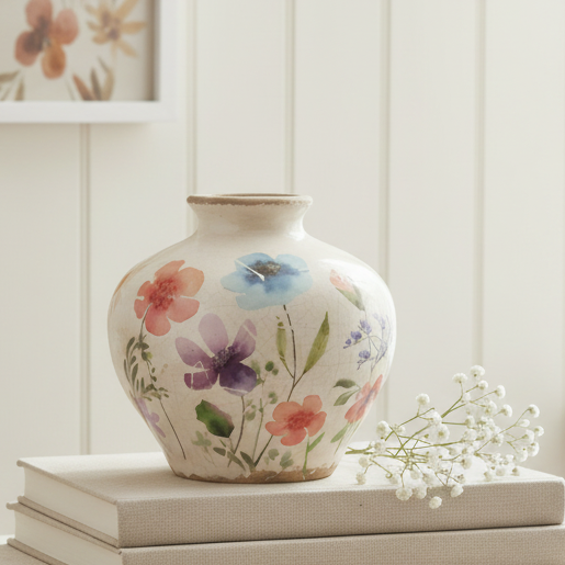 Vintage Cottage Garden Floral Vase