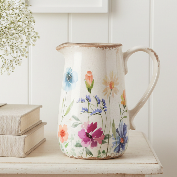 Vintage Cottage Garden Floral Vase