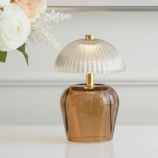 Amber Vintage Style LED Glass Night Lamp
