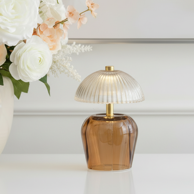 Amber Vintage Style LED Glass Night Lamp