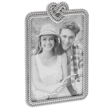 Silver Rope Heart Frame 6&quot; x 4&quot;