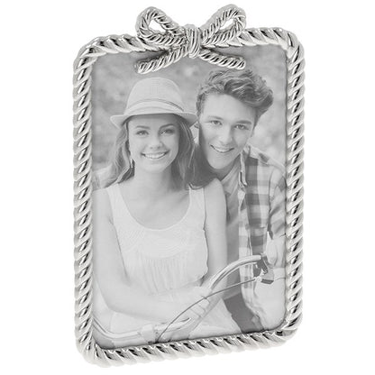 Silver Rope Bow Frame 6&quot; x 4&quot;