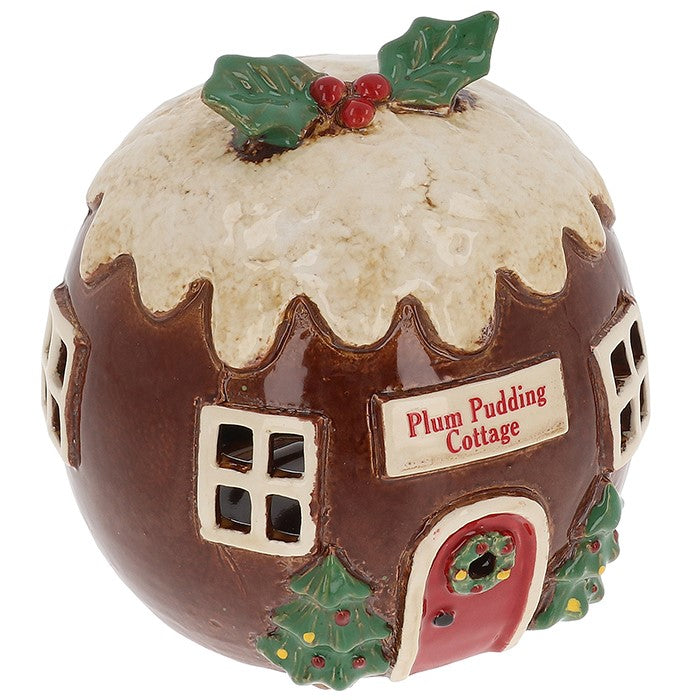 Village Pottery Plum Pudding Cottage Tealight