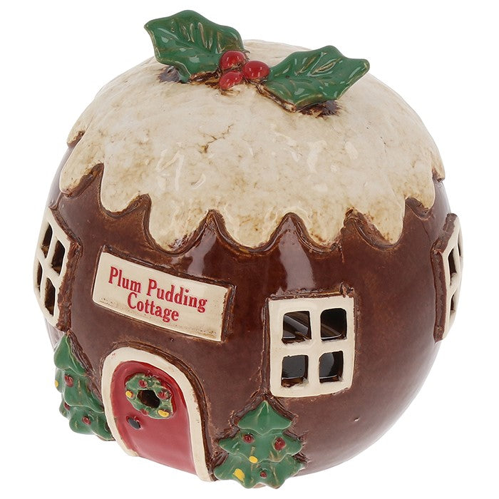 Village Pottery Plum Pudding Cottage Tealight