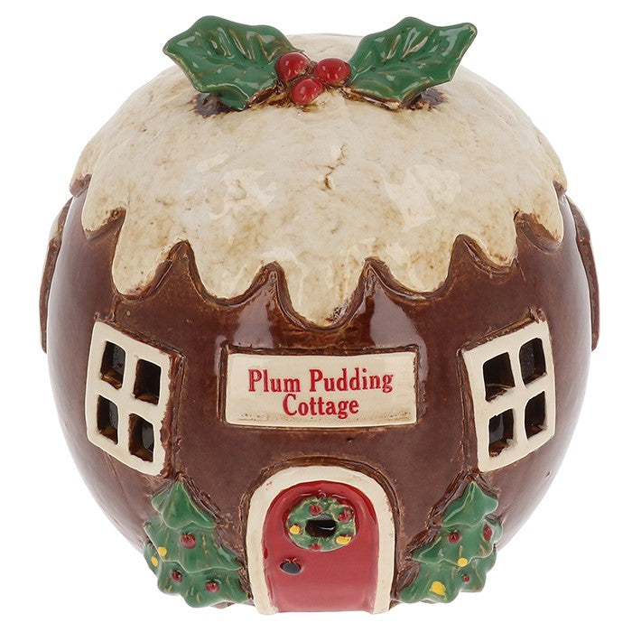 Village Pottery Plum Pudding Cottage Tealight