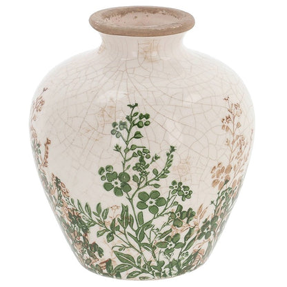 Green &amp; Natural Leaf Crackle Plum Vase