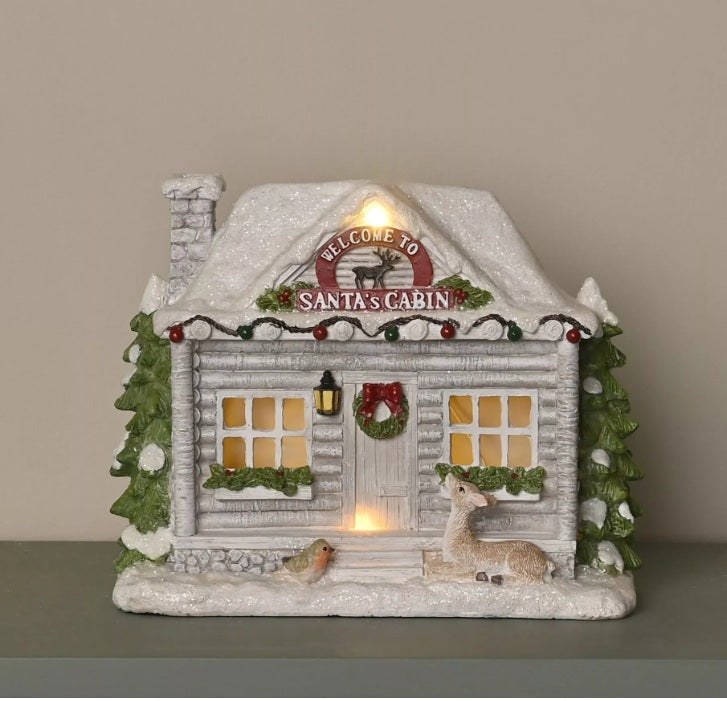 Snowy LED Santa Cabin