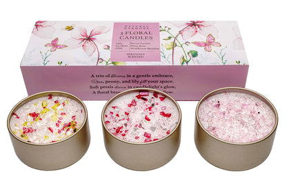 Natural Harmony Floral Candles 3 Piece Set