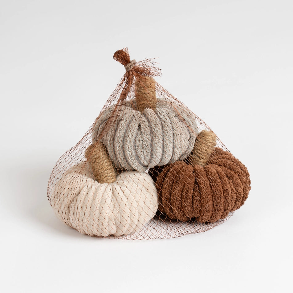 Set of 3 Neutral Cord Pumpkins
