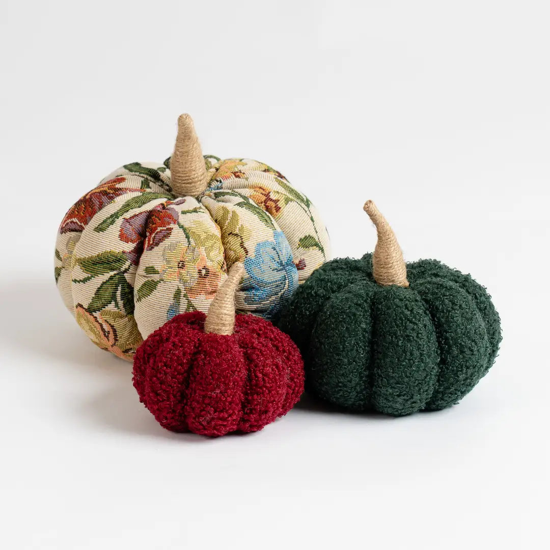 Set of 3 Damask &amp; Boucle Pumpkins