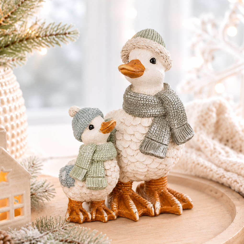 Mum &amp; Baby Winter Duck Ornament