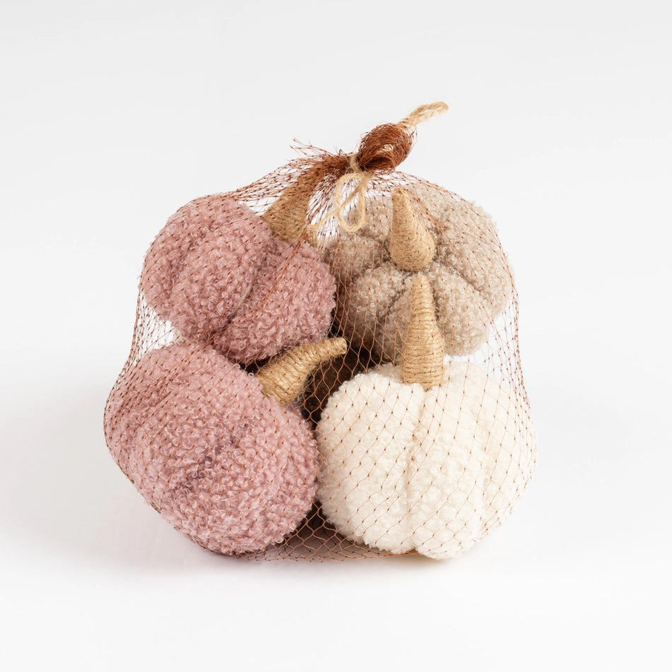 Set of 5 Pastel Boucle Pumpkins