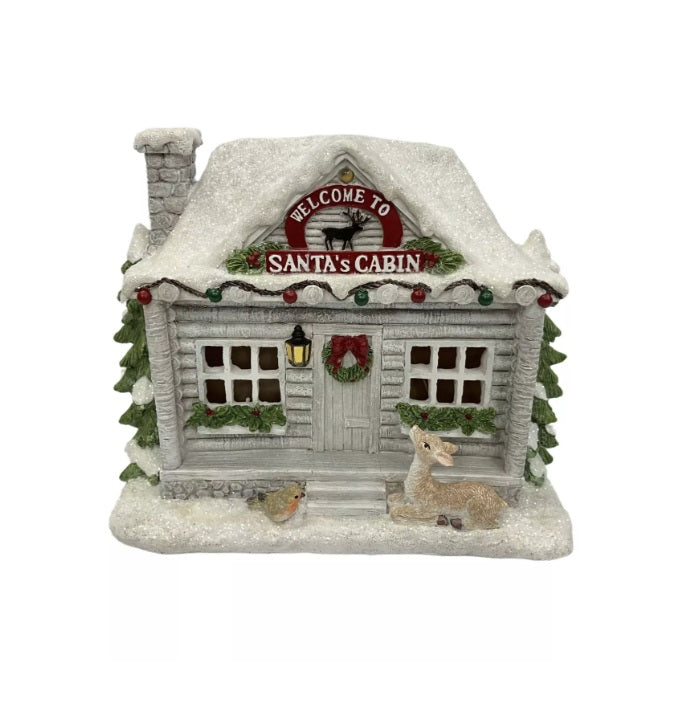 Snowy LED Santa Cabin