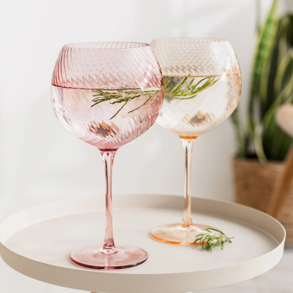 Twist Gin Balloon Glasses Set of 2 Pink/Peach