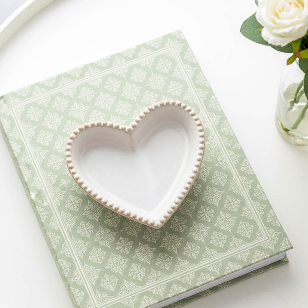 Beaded Edge Heart Trinket Dish
