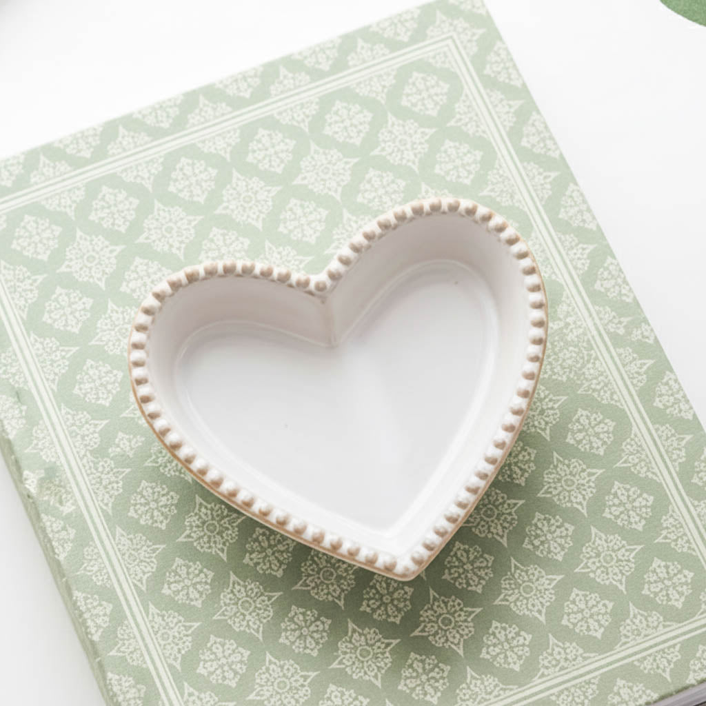 Beaded Edge Heart Trinket Dish