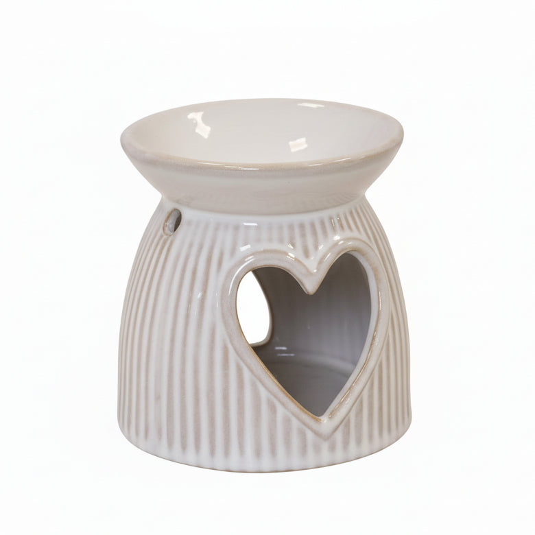 Natural Ribbed Ceramic Heart Oil Burner