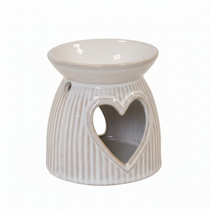 Natural Ribbed Ceramic Heart Oil Burner
