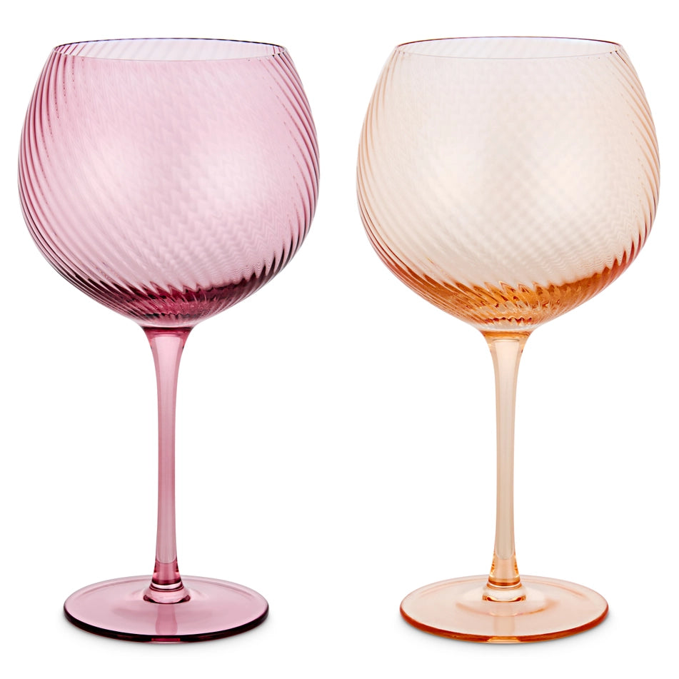 Twist Gin Balloon Glasses Set of 2 Pink/Peach