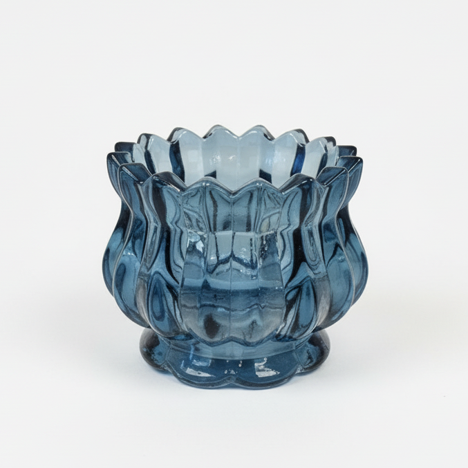 Vintage Blue Glass Tealight Holder