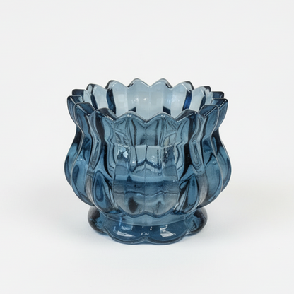 Vintage Blue Glass Tealight Holder