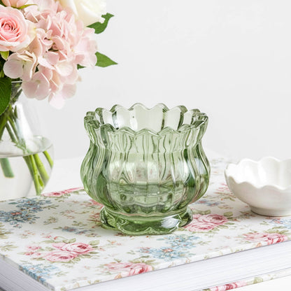 Vintage Green Glass Tealight Holder