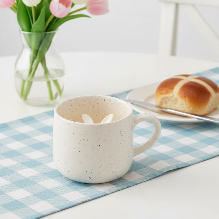 Hiding Bunny Speckled Mug