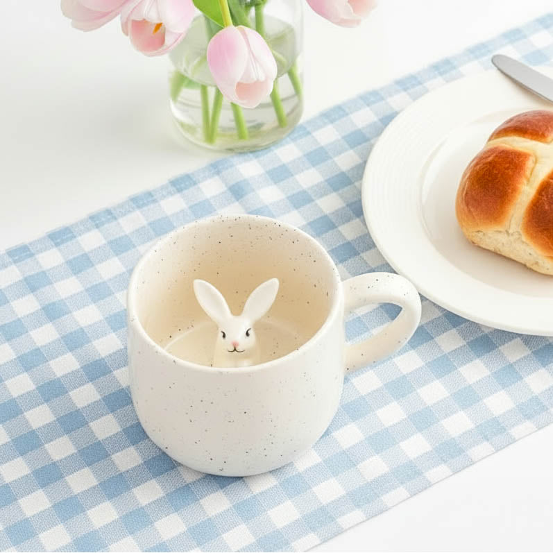 Hiding Bunny Speckled Mug