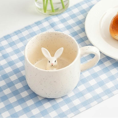 Hiding Bunny Speckled Mug