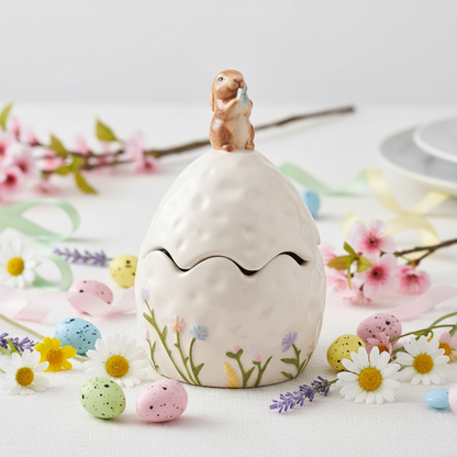 Bunny on Egg Trinket Pot