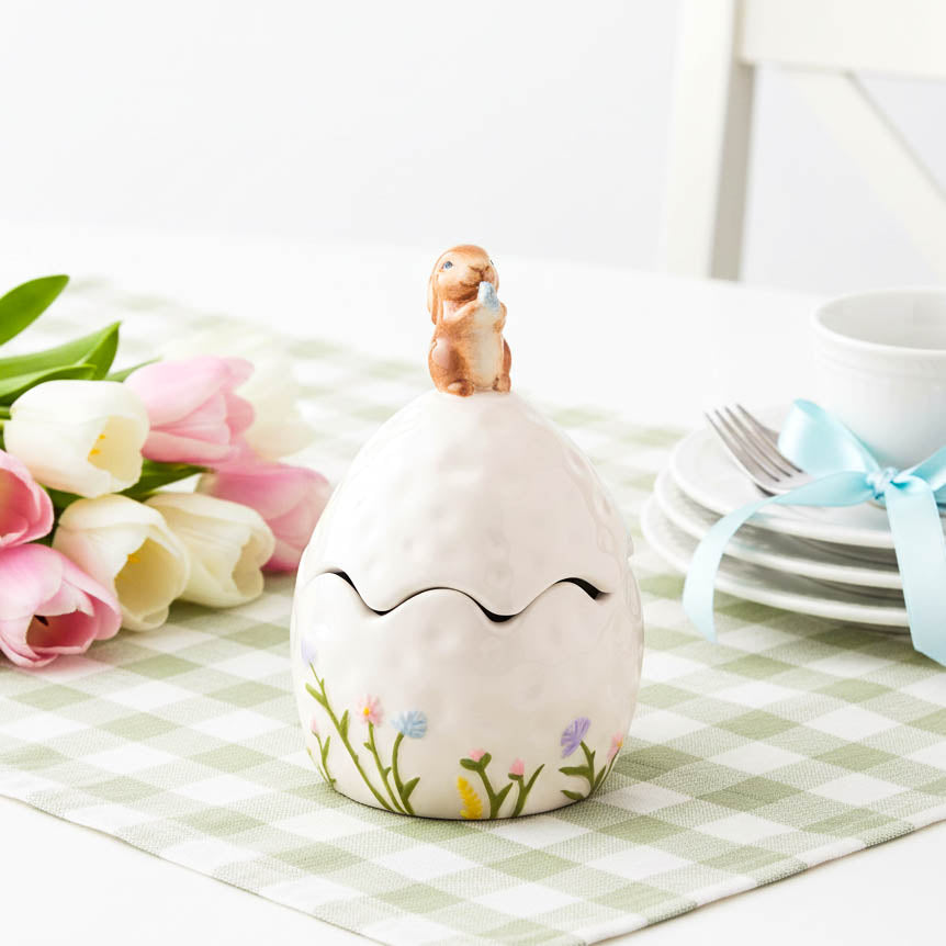 Bunny on Egg Trinket Pot