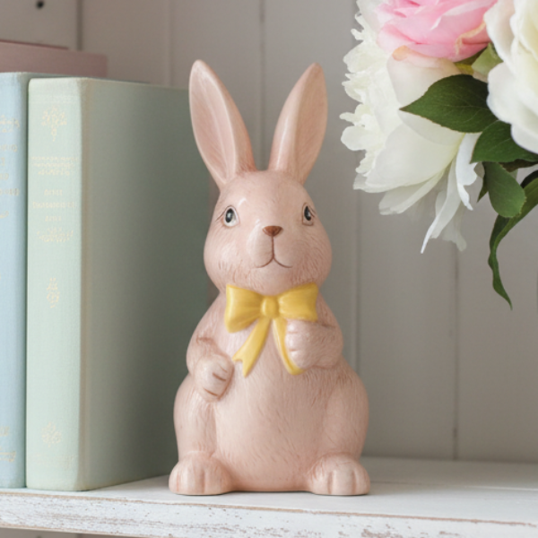 Bunny Figurine with Yellow Bow