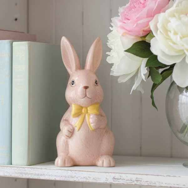 Bunny Figurine with Yellow Bow