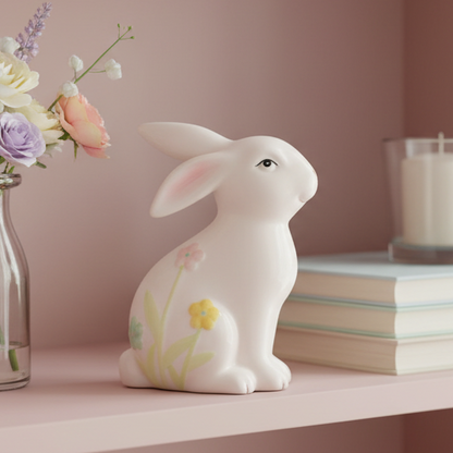 Floral Bunny Figurine Small