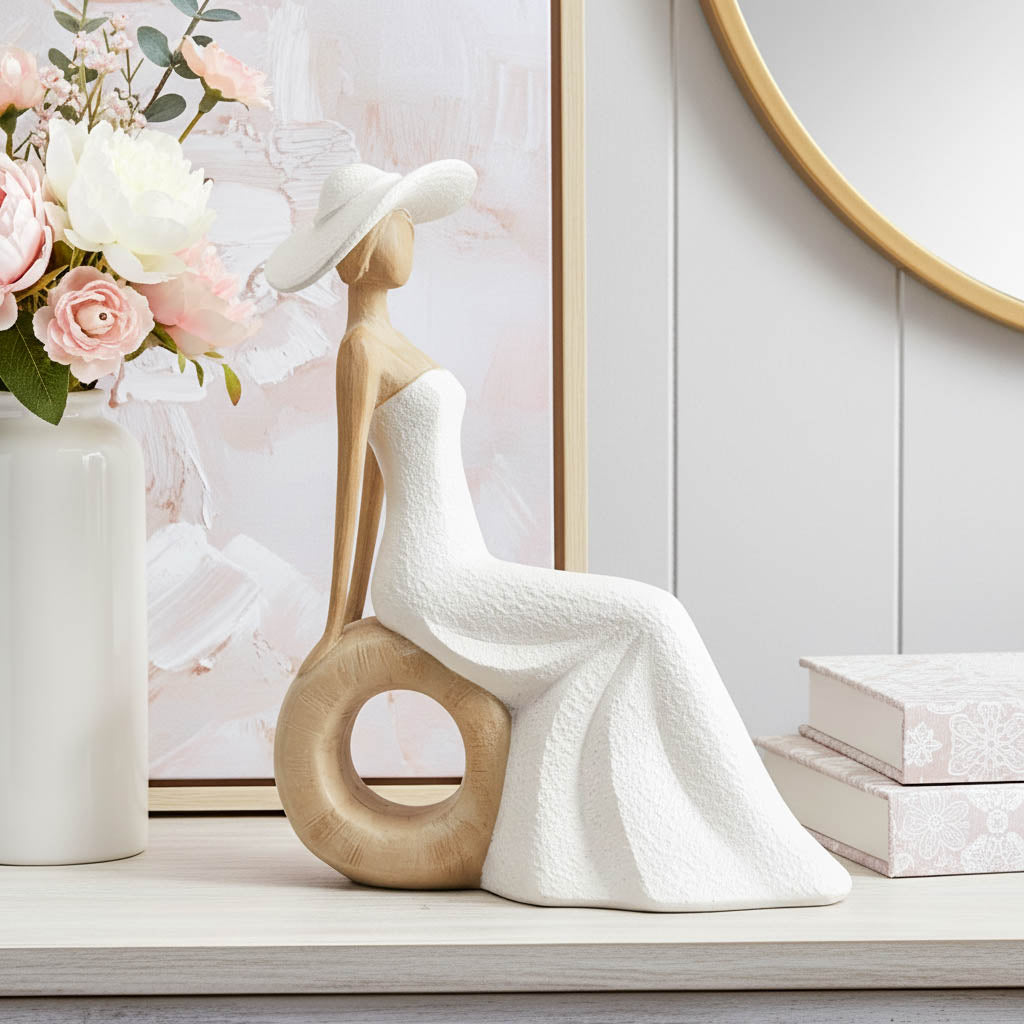 Lady Figurine in White Dress - Seated