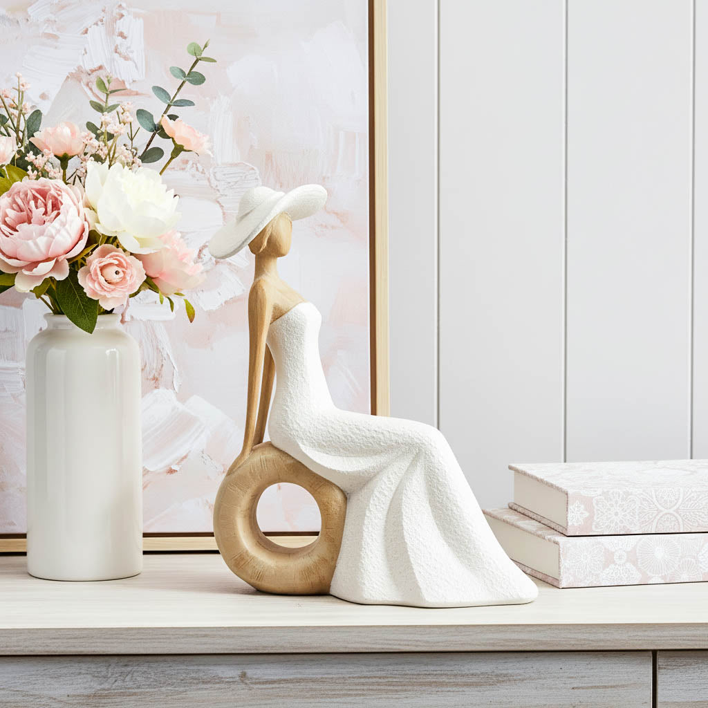 Lady Figurine in White Dress - Seated